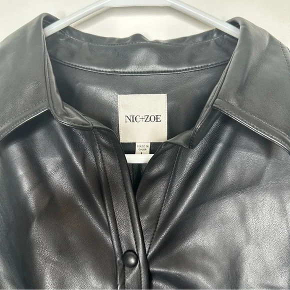 NWT Nic+Zoe Womens Black Faux Leather Knee Length Shirtdress Size Large and XL - Picture 6 of 11